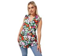 Yours Curve Black Floral Print Frill Hem Top - Women's - Plus Size Curve
