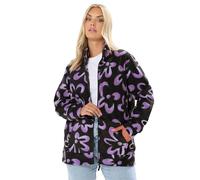 Yours Curve Black Floral Zip Through Fleece Jacket - Women's - Plus Size Curve