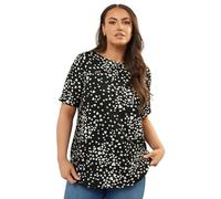 Yours Curve Black Heart Print Textured Top - Women's - Plus Size Curve