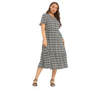 Yours Curve Black Ikat Print Half Placket Dress - Women's - Plus Size Curve
