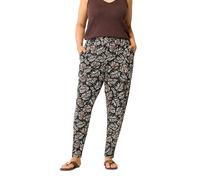 Yours Women's Leaf Print Double Pleat Harem Trousers in Black | Size: 30-32R Yours Black 30-32R