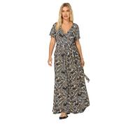 Yours Curve Black Leaf Print Maxi Wrap Dress - Women's - Plus Size Curve