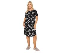 Yours Curve Black Leopard Bow Soft Touch Nightdress - Women's - Plus Size Curve