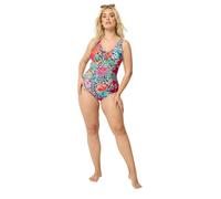 Yours Curve Black Leopard Floral Lace Up Swimsuit - Women's - Plus Size Curve