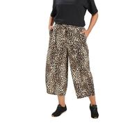 Yours Curve Black Leopard Print Crinkle Barrel Trousers - Women's - Plus Size Curve
