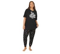 Yours Curve Black 'Life Is Better In Pyjamas' Slogan Pyjama Top - Women's - Plus Size Curve