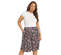 Yours Curve Black & Pink Ditsy Floral Shorts - Women's - Plus Size Curve