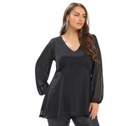 Yours Curve Black & Pink Floral Mesh Top - Women's - Plus Size Curve