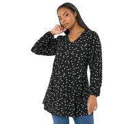 Yours Curve Black Polka Dot Pleat Front Top - Women's - Plus Size Curve