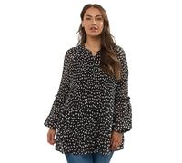 Yours Curve Black Polka Dot Print Pleated Blouse - Women's - Plus Size Curve
