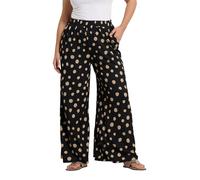 Yours Curve Black Polka Dot Textured Wide Leg Trousers - Women's - Plus Size Curve