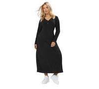 Yours Curve Black Ribbed Henley Maxi Dress - Women's - Plus Size Curve