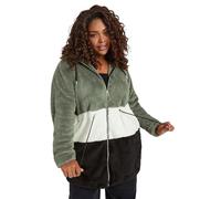 Yours Curve Black & Sage Colour Block Fleece Jacket - Women's - Plus Size Curve