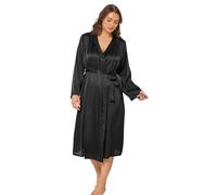 Yours Curve Black Satin Robe - Women's - Plus Size Curve