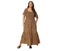 Yours Curve Black Shirred Floral Maxi Dress - Women's - Plus Size Curve