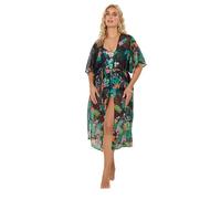 Yours Curve Black Tropical Midaxi Kimono - Women's - Plus Size Curve