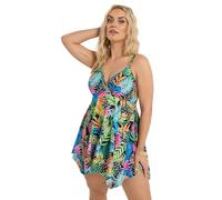 Yours Women's Tropical Print Hanky Hemline Swimdress | Size: 26 Yours Multicolor 26