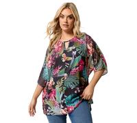 Yours Women's Tropical Print Keyhole Detail Top | Size: 20
