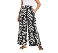 Yours Curve Black & White Abstract Print Wide Leg Trousers - Women's - Plus Size Curve
