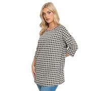 Yours Curve Black & White Check Side Button Top - Women's - Plus Size Curve