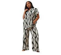 Yours Curve & White Leaf Print Textured Shirt - Women's - Plus Size Curve