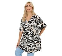 Yours Curve Black Zebra Pleat Front Top - Women's - Plus Size Curve