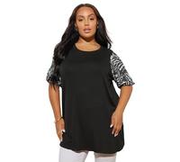 Yours Curve Black Animal Print Sleeve Top - Women's - Plus Size Curve