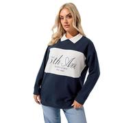 Yours Curve Blue '5Th Avenue' Rugby Top - Women's - Plus Size Curve