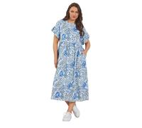 Yours Curve Blue Abstract Mosaic Print Midi Dress - Women's - Plus Size Curve