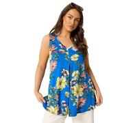 Yours Curve Blue Abstract Pleat Vest Top - Women's - Plus Size Curve