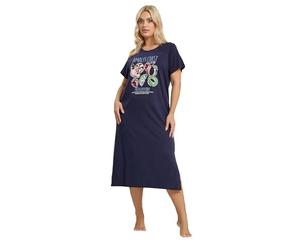 Yours Curve Blue 'Amalfi Coast Midaxi Nightdress - Women's - Plus Size Curve