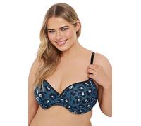 Yours Curve Blue Animal Print Mesh T-Shirt Bra - Women's - Plus Size Curve