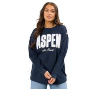 Yours Curve Blue 'Aspen' Slogan Sweatshirt - Women's - Plus Size Curve