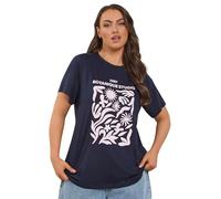 Yours Curve Blue 'Botanique Studios' Graphic T-Shirt - Women's - Plus Size Curve