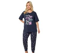 Yours Curve Blue Bow Print Pyjama Set - Women's - Plus Size Curve