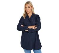 Yours Curve Blue Broderie Anglaise Long Sleeve Shirt - Women's - Plus Size Curve