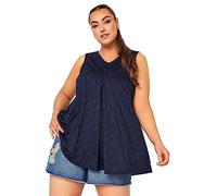 Yours Curve Blue Broderie Anglaise Pleated Vest Top - Women's - Plus Size Curve