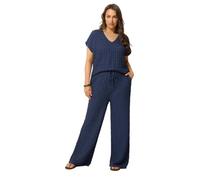 Yours Curve Blue Bubble Textured Wide Leg Trousers - Women's - Plus Size Curve