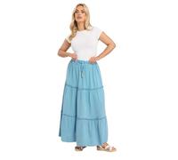 Yours Curve Blue Chambray Tiered Maxi Skirt - Women's - Plus Size Curve