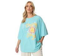 Yours Curve Blue 'Chasing The Sun' Graphic T-Shirt - Women's - Plus Size Curve