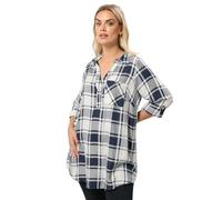 Yours Curve Blue Check Print Boyfriend Shirt - Women's - Plus Size Curve
