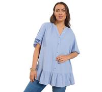 Yours Curve Blue Cheesecloth Button Through Top - Women's - Plus Size Curve