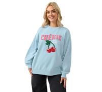 Yours Curve Blue 'Cherie' Slogan Sweatshirt - Women's - Plus Size Curve