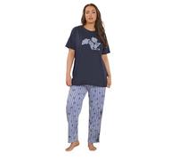Yours Curve Blue 'Coastal Calm' Stripe Pyjama Set - Women's - Plus Size Curve