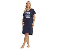 Yours Curve Blue 'Coffee Club' Dipped Back Nightdress - Women's - Plus Size Curve