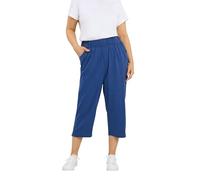 Yours Curve Blue Cool Cotton Cropped Trousers - Women's - Plus Size Curve