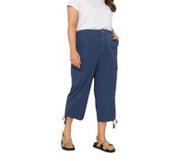 Yours Curve Blue Cotton Cropped Cargo Trousers - Women's - Plus Size Curve