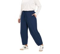 Yours Curve Blue Crinkle Barrel Trousers - Women's - Plus Size Curve