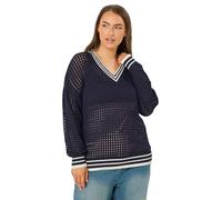 Yours Curve Blue Crochet Contrast Trim Jumper - Women's - Plus Size Curve