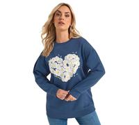 Yours Curve Blue Daisy Print Studded Sweatshirt - Women's - Plus Size Curve